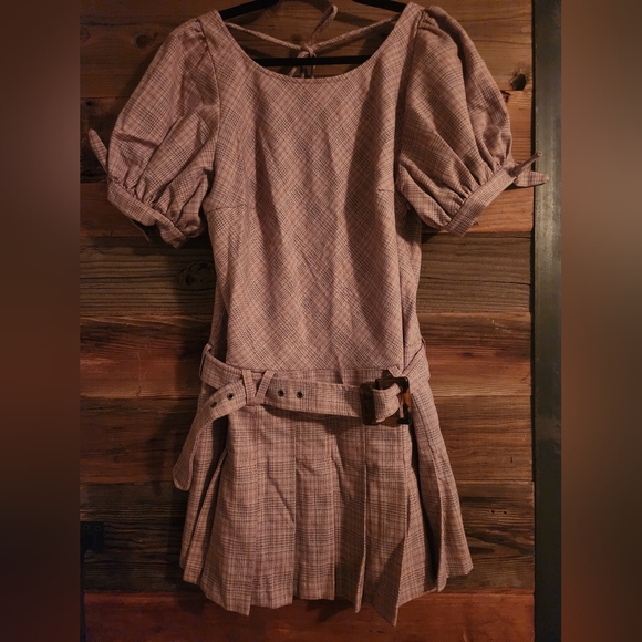 NWOT L Free People Sevi Plaid Mini Dress - Picture 4 of 5